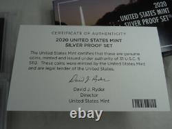 2020-S US Mint Silver Proof Set NO Nickel COA & Box 10 Coins United States
