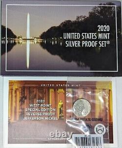 2020 Silver Proof Set 11 Coins Total with Reverse Proof W Nickel in Mint Package