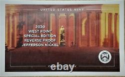 2020 U. S. MINT 10 COIN SILVER PROOF SET with 2020 W REVERSE PROOF NICKEL