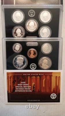 2020 U. S. Mint Silver 10-Coin Proof Set with Extra Rev Proof Nickel