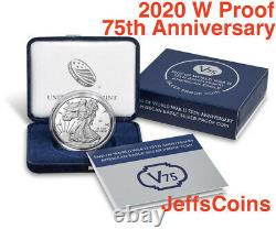 2020 W End of World War II 75th Anniversary American Eagle Privy V75 Silver 20XF