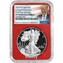 2020-W Proof $1 American Silver Eagle Congratulations Set NGC PF70UC FDI Trump L