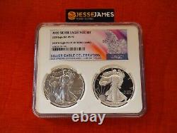 2020 W Proof & Unc Silver Eagle Ngc Pf70 Ultra Cameo & Ms70 2 Coin Set