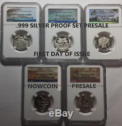 2020-s Ngc Pf70 (5) Coin Silver Proof Quarter Set First Day Issue Presale