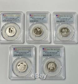 2020-s Pcgs Pr70 (5) Coin Silver. 999 Proof Quarter Set Atb First Day Of Issue