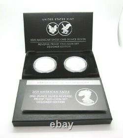 2021 American Eagle 1 Oz Silver Reverse Proof 2 Coin Set Designer Edition