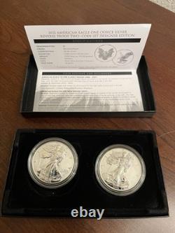 2021 American Eagle Silver Reverse Proof Two-Coin Set Designer Edition OGP COA