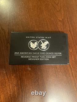 2021 American Eagle Silver Reverse Proof Two-Coin Set Designer Edition OGP COA