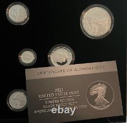 2021 Limited Edition. 999 Silver Proof Set American Eagle Collection Box & COA