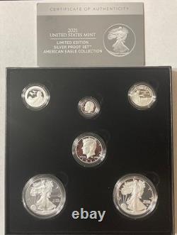 2021 Limited Edition Silver Proof Set w 2 American Eagles in OGP wCOA 2.8 ounces
