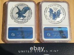 2021 NGC PF69 FR American Eagle 1 oz Silver Reverse Proof 2 Coin Designer Set 69
