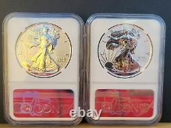 %- 2021 NGC PF70 American Eagle 1 oz Silver Reverse Proof Two Coin Designer Set