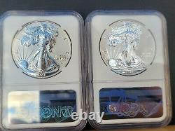 2021 NGC PF70 American Eagle 1 oz Silver Reverse Proof Two Coin, Designer Set