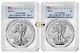 2021 Pcgs Pr-70 American Eagle One Ounce Silver Reverse Proof Two-coin Set Fdoi
