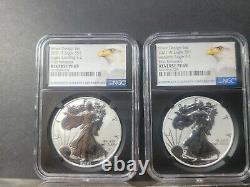 2021 Reverse Proof American Silver Eagle Designer 2pc Set NGC PF69 W, S 5%