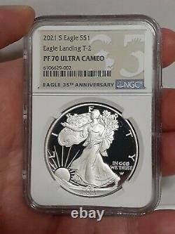 2021 S $1 Ngc Pf70 Proof American Silver Eagle Type 2 (ship Next Day) T-2