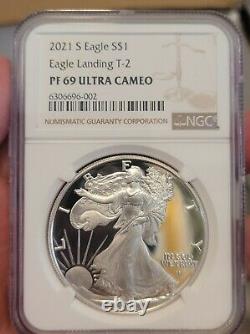 2021 S $1 T-2 T2 Ngc Pf69 Ultra Cameo Proof Silver 1 Eagle Landing, Type 2 69