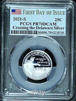 2021 S 25C SILVER CROSSING The DELAWARE PR70DCAM PCGS FIRST DAY ISSUE