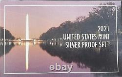 2021-S SILVER Proof Set With Box & C. O. A. 7 COIN SET Free Shipping