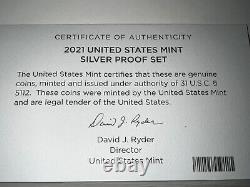 2021 S Silver Proof Set From The United States Mint. Seven Proof Coins. Ogp +coa