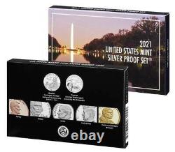 2021 S US Mint ANNUAL 7 Coin SILVER Proof Set with Box and COA YM 1240