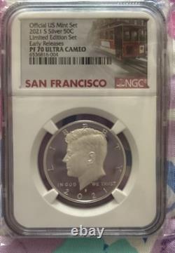 2021 S US Mint Silver 7-Coin Proof Set, NGC PF70 PR70 Complete Perfect, Gaudioso