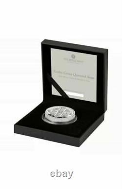 2021 UK Gothic Crown Quartered Arms 2 Oz Silver Proof Royal Mint Box