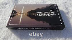 2021 United States U. S. Mint Silver Proof Set Box & Certificate of Authenticity