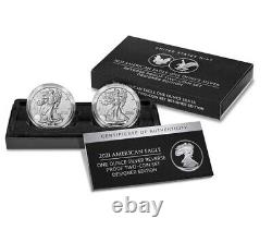 2021 Us Mint Silver Eagle Reverse Proof Set? 2 Coin? Dented Box? Trusted