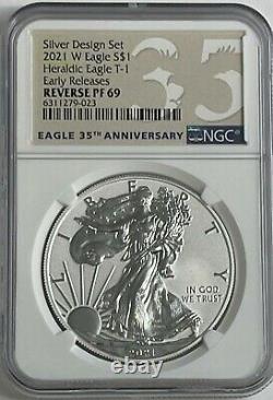 2021 W $1 T-1 Ngc Pf69 Reverse Proof Er From Silver Design Set Eagle Landing