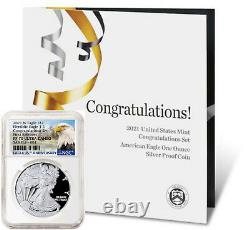 2021 W Proof Silver Eagle, Heraldic T-1 - Congratulations Set, Ngc Pf70uc Fr