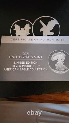 2021 W & S Proof Silver Eagle Limited Edition Proof Set 21rcn In Ogp