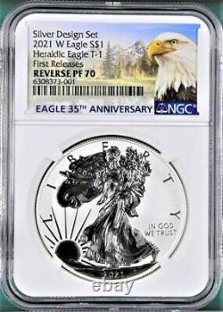 2021 W, Type 1, Reverse Proof Silver Eagle From Designer Set, Ngc Rev Pf 70 Fr