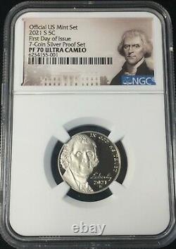 2021-s Ngc Pf70 Ucameo 7 Coin. 999 Silver Proof Set First Day Issue Ships Now