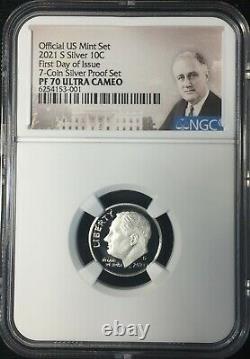 2021-s Ngc Pf70 Ucameo 7 Coin. 999 Silver Proof Set First Day Issue Ships Now