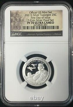 2021-s Ngc Pf70 Ucameo 7 Coin. 999 Silver Proof Set First Day Issue Ships Now