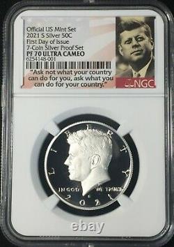 2021-s Ngc Pf70 Ucameo 7 Coin. 999 Silver Proof Set First Day Issue Ships Now