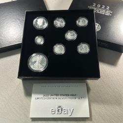 2022 US Mint Ltd Edition Silver Proof Set. 999 Silver Coins x8 OGP & COA(90588)