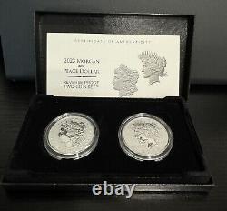 2023 Morgan And Peace Dollar Reverse Proof Two-coin Set Coa. 859 Troy Oz