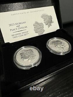 2023 Morgan And Peace Dollar Reverse Proof Two-coin Set Coa. 859 Troy Oz
