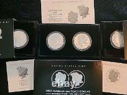 2023 Proof Set Morgan Peace and Reverse Silver Dollars 4 Coin Set All In OGP