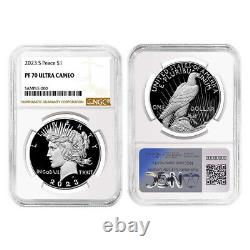 2023-S Proof $1 Morgan and Peace Silver Dollar 2pc Set NGC PF70UC Brown Label