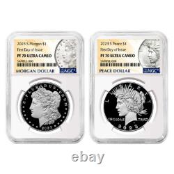 2023-S Proof $1 Morgan and Peace Silver Dollar 2pc Set NGC PF70UC FDI Morgan