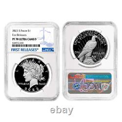 2023-S Proof $1 Morgan and Peace Silver Dollar 2pc Set NGC PF70UC FR Blue Label