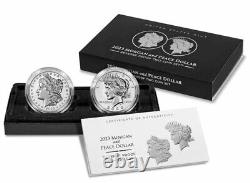 2023 S Reverse Proof $1 Morgan Peace Silver Dollar 2pc Set LIVE IN-HAND