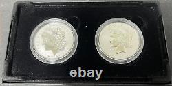 2023 S Reverse Proof $1 Morgan and Peace Silver Dollar 2pc Set Box in OGP & COA