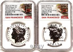 2023 reverse proof morgan peace silver dollar set ngc rp 70 fdoi trolley in hand