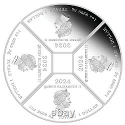 2024 LUNAR YEAR OF THE DRAGON QUADRANT SILVER $1 4-coin-set 4x 1oz Fan-shape