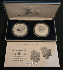 2024 Morgan & Peace Dollar Reverse Proof Set. 999 Silver with Box & COA