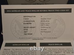 2024 Morgan & Peace Dollar Reverse Proof Set. 999 Silver with Box & COA